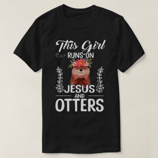 Dit meisje loopt op Jezus en otters T-shirt (Design voorkant)