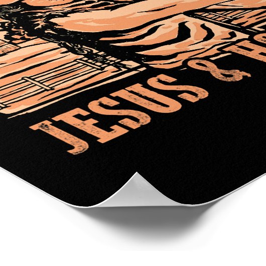 Dit meisje loopt op Jezus en paarden Cowboy Rodeo  Poster (Hoek)