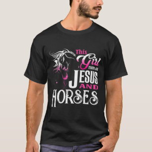 Dit meisje loopt op Jezus en paarden T. Horses Rid T-shirt