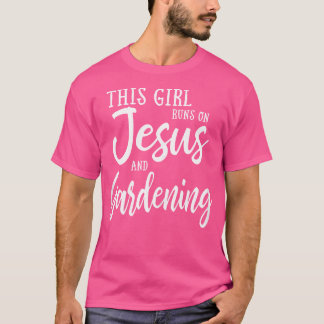Dit meisje loopt op Jezus en tuinieren t Christeli T-shirt