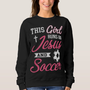 Dit meisje loopt op Jezus en Voetbal voor vrouwen Trui