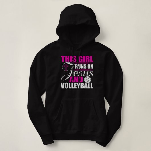 Dit meisje loopt op Jezus en Volleybal Christelijk Hoodie (Design voorkant)