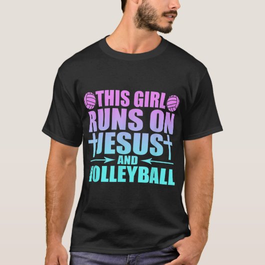 Dit meisje loopt op Jezus en Volleybal nieuwheid T-shirt (Voorkant)