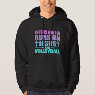 Dit Meisje Loopt Op Jezus En Volleybal Nieuwigheid Hoodie