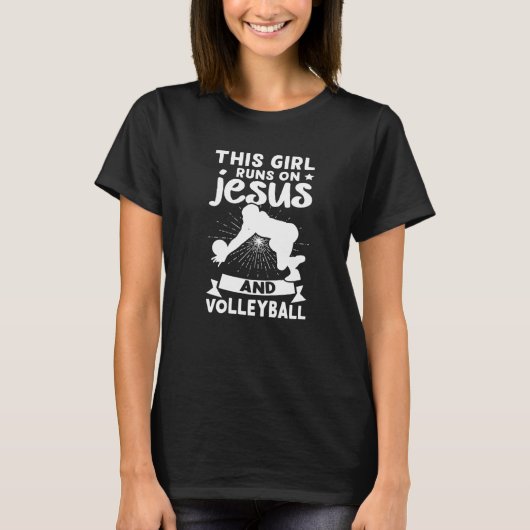 Dit meisje loopt op Jezus en Volleybal T-shirt (Voorkant)
