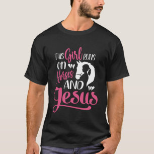 Dit Meisje loopt op Paarden en Jesus Christelijke  T-shirt