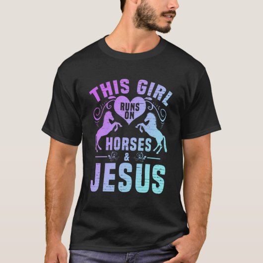 Dit meisje loopt op paarden en Jezus T-shirt (Voorkant)