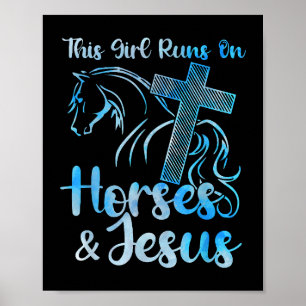 Dit meisje loopt op paarden Jezus Christelijke Equ Poster