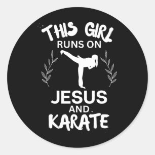 Dit meisje rent op Jesus en Karate Christelijk Kar Ronde Sticker