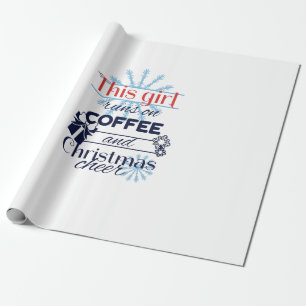 Dit meisje rent op koffie en kersttater cadeaupapier