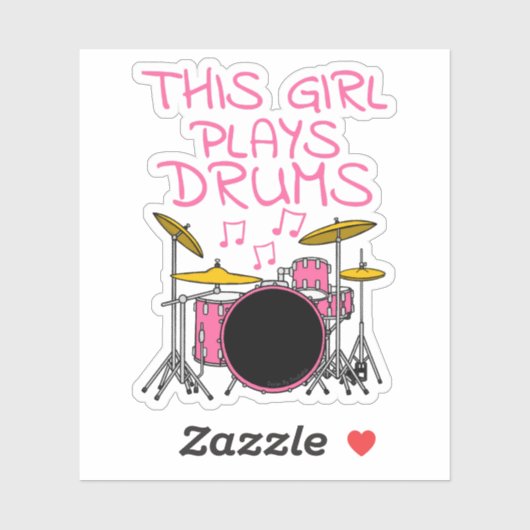 Dit meisje speelt drums, Vrouw drummer Sticker (Vel)