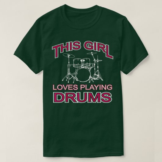 Dit meisje speelt graag Drums Drummer Vrouw muziek T-shirt (Design voorkant)