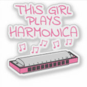 Dit meisje speelt harmonica, Vrouw musicus Sticker (Voorkant)