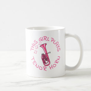 Dit meisje speelt tenor hoorn, Vrouw messing music Koffiemok
