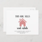 Dit meisje verkoopt echte Estate Pink Realtor Briefkaart (Voorkant / Achterkant)