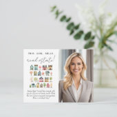 Dit meisje verkoopt onroerend goed promotioneel briefkaart (Staand voorkant)