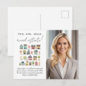 Dit meisje verkoopt onroerend goed promotioneel briefkaart (Voorkant / Achterkant)