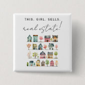 Dit meisje verkoopt onroerend goed vierkante button 5,1 cm (Voorkant)