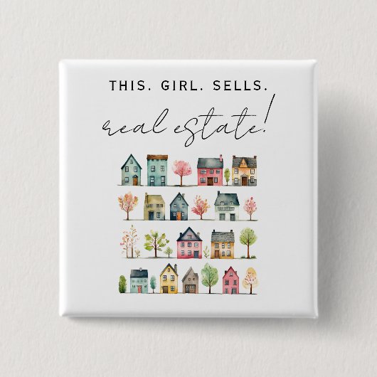 Dit meisje verkoopt onroerend goed vierkante button 5,1 cm (Voorkant)