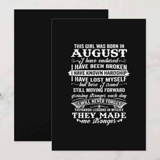 Dit meisje werd geboren in augustus 2010. kaart (Voorkant / Achterkant)