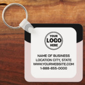 Dit moderne en strakke zwart | Logo- en QR-code Sleutelhanger (Voorkant)