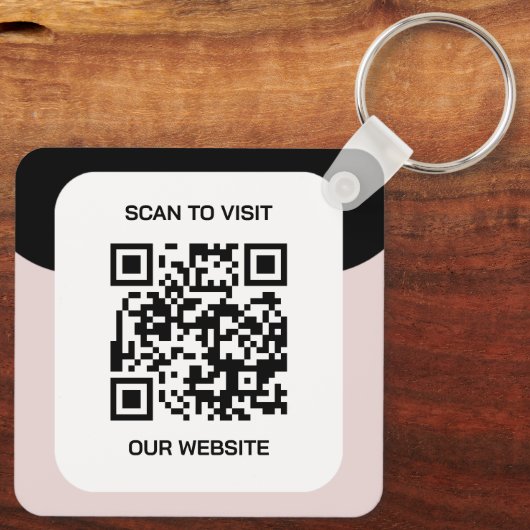 Dit moderne en strakke zwart | Logo- en QR-code Sleutelhanger (Achterkant)
