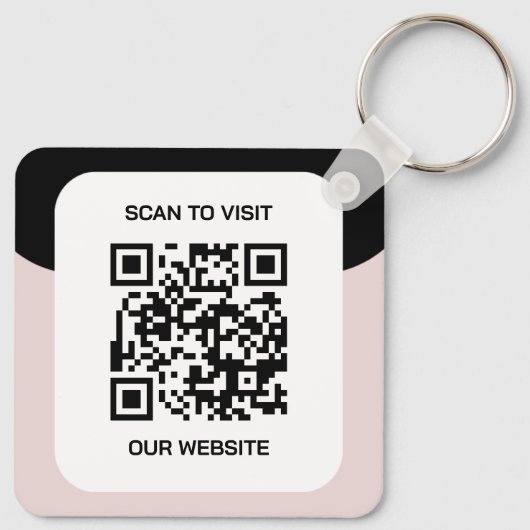 Dit moderne en strakke zwart | Logo- en QR-code Sleutelhanger (Achterkant)