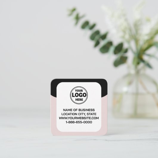 Dit moderne en strakke zwart | Logo- en QR-code Vierkante Visitekaartje (Staand voorkant)