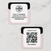 Dit moderne en strakke zwart | Logo- en QR-code Vierkante Visitekaartje (Voorkant / Achterkant)