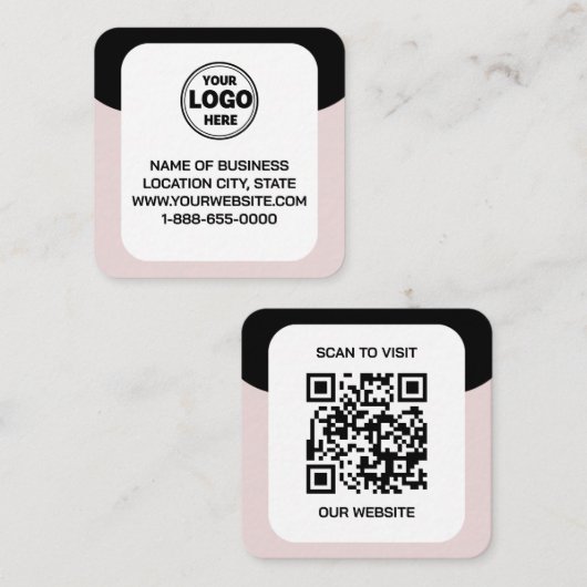 Dit moderne en strakke zwart | Logo- en QR-code Vierkante Visitekaartje (Voorkant / Achterkant)