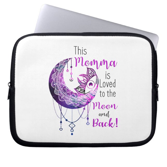 Dit Momma is dol op de maan en de rug Laptop Sleeve (Voorkant)