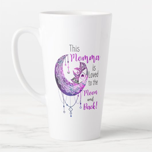 Dit Momma is dol op de maan en de rug Latte Mok (Links)