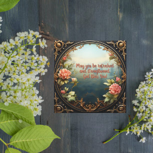 Dit mooi landschap met bloemframe feestdagenkaart