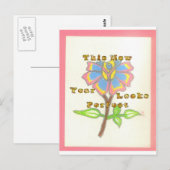 Dit nieuwe jaar ziet er perfect uit Floral Text Ar Briefkaart (Voorkant / Achterkant)