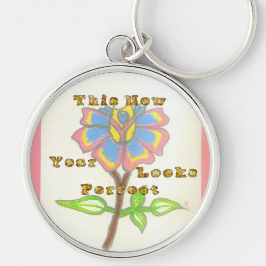 Dit nieuwe jaar ziet er perfect uit Floral Text Ar Sleutelhanger (Voorkant)