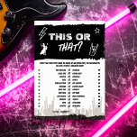 Dit of Dat Punk thema Rock bachelorett spel kaart<br><div class="desc">Zet het volume harder voor de ultieme send-off! Dit edgy punk rock-collectie heeft alles wat je nodig hebt voor het "Farewell Tour" -weekend van de bruid - grunge-achtige uitnodigingen, wilde feestspellen, gewaagde bewegwijzering en extra's die rock 'n' roll schreeuwen. Perfect voor leren jassen, visnetten en een laatste mosh voor de...</div>