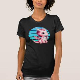 Dit ontwerp heeft een schattige roze draak met gro t-shirt