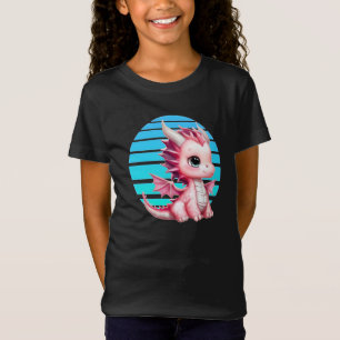 Dit ontwerp heeft een schattige roze draak met gro t-shirt