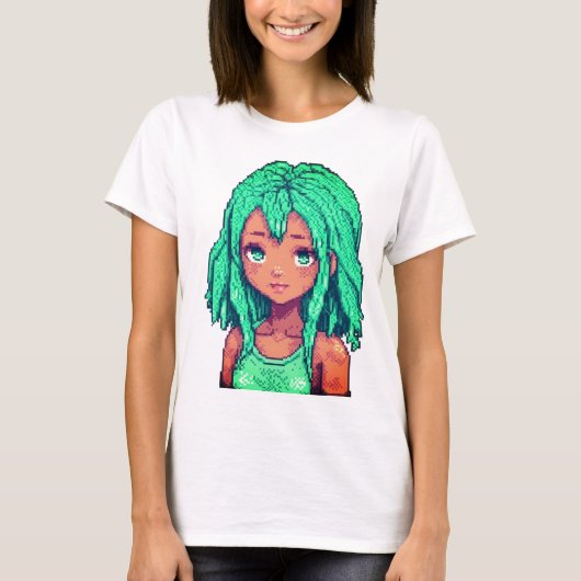Dit pixelart-personage, "Emerald Dreamer", is radi T-shirt (Voorkant)