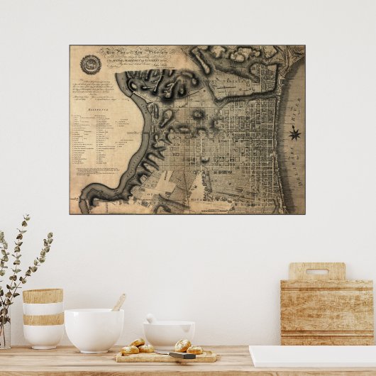 Dit Plan van de Stad Philadelphia - 1797 Poster (Keuken)