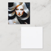 Dit portret van een vrouw is minimaal in beide kle vierkante visitekaartje (Voorkant / Achterkant)