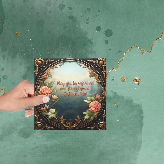 Dit prachtige landschap met bloemenlandschap Lijst Feestdagenkaart