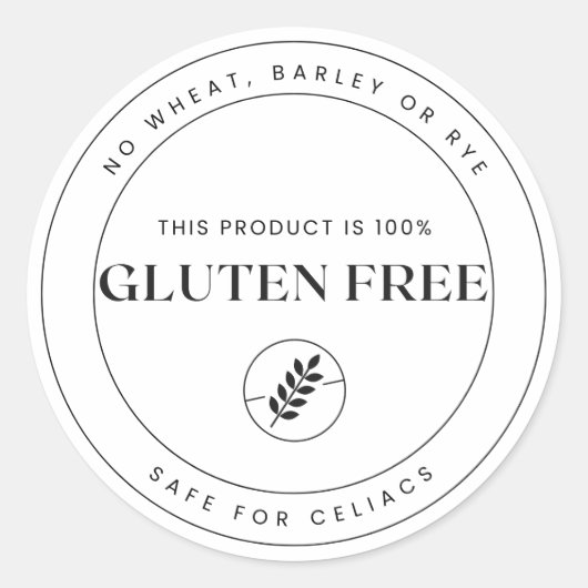 Dit product is 100% glutenvrij - coeliakie ronde sticker (Voorkant)
