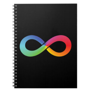 Dit regenboogoneindige shirt symboliseert wat het notitieboek