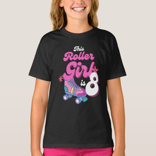 Dit rolmeisje is 8 roller Skating Gift Idee T-shirt (Voorkant)