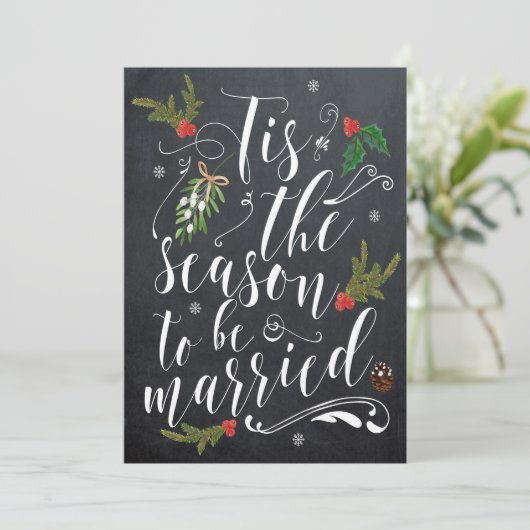 Dit seizoen bruiloft uitnodiging kerst holly (Staand voorkant)