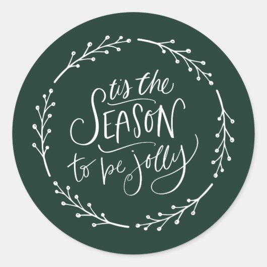 Dit seizoen de witte krans groen ronde sticker (Voorkant)