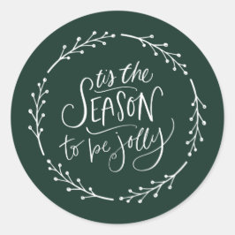Dit seizoen de witte krans groen ronde sticker