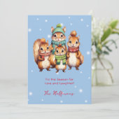 Dit seizoen kerstdieren eekhoorns Schattige Feestdagenkaart (Staand voorkant)