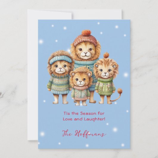 Dit seizoen kerstdieren leeuwen Schattige Feestdagenkaart (Voorkant)